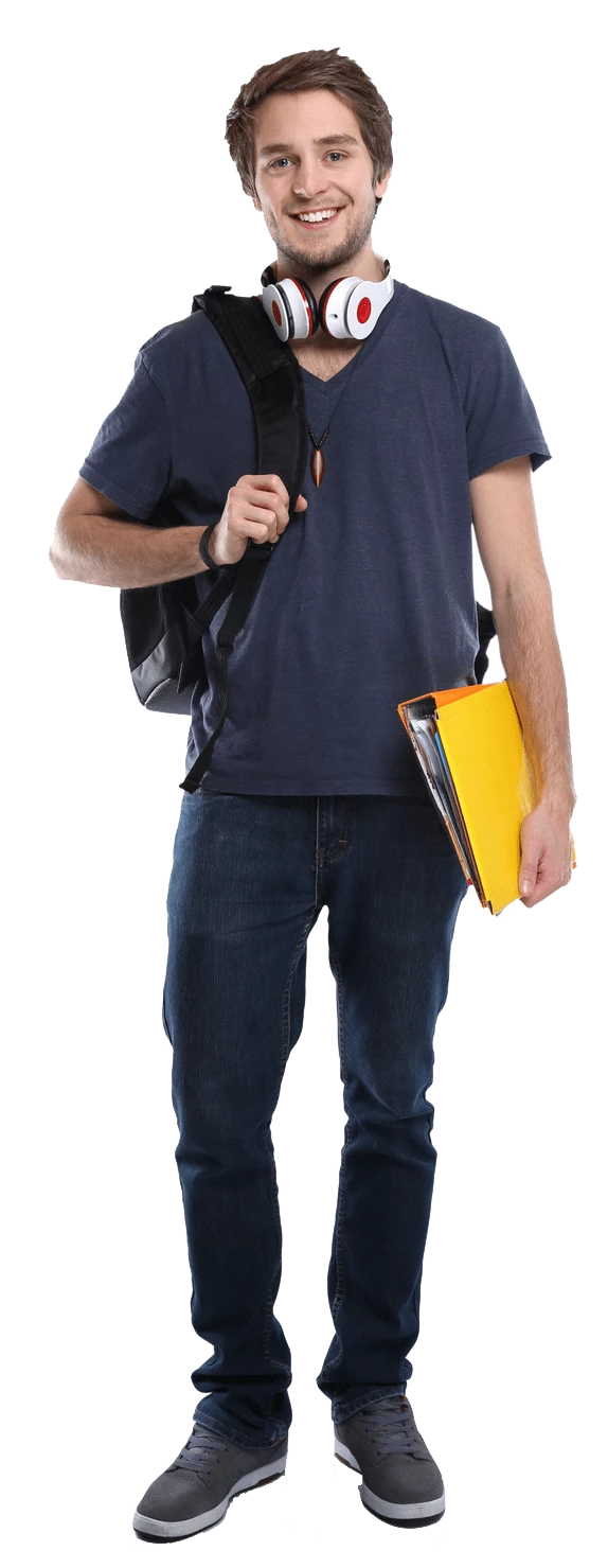 Student Holding Books In Standing Position